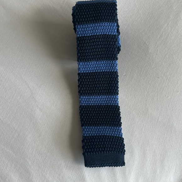 Burberry Black and Blue Striped Knit Tie